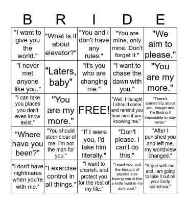 Mr. Grey is waiting for you.... Bingo Card