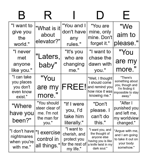 Mr. Grey is waiting for you.... Bingo Card