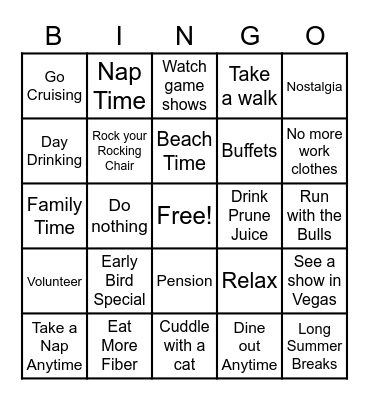 Robin's Retirement BINGO Card