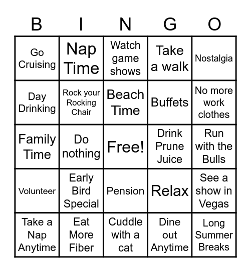 Robin's Retirement BINGO Card