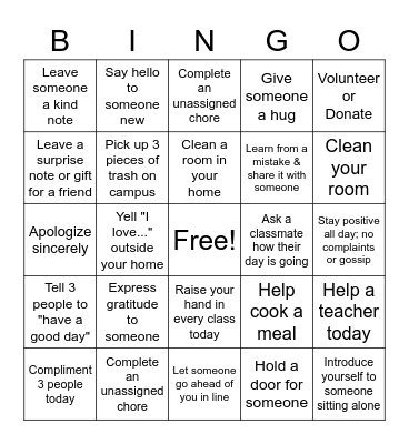 THRIVE ~ Everyday Leadership Bingo Card