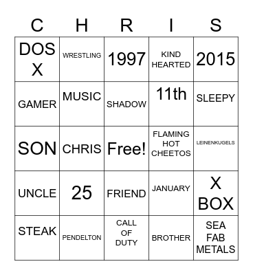 BIRTHDAY BINGO Card
