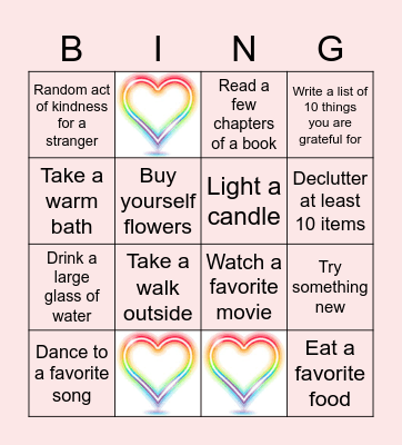 Self Care Bingo Card