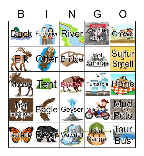 YELLOWSTONE Bingo Card