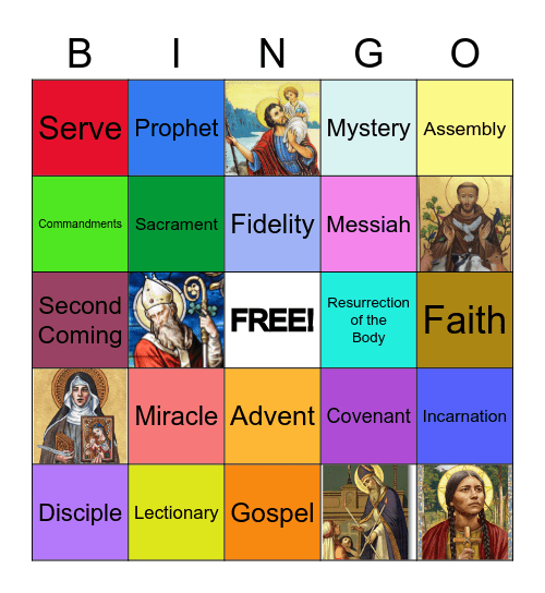 Faith Words & Saints Bingo Card