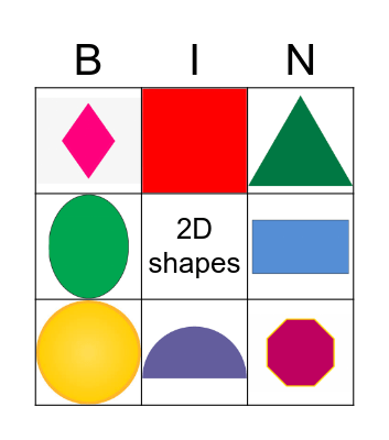 2D shapes Bingo Card