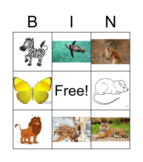 Los animales salvajes y mas Bingo Card