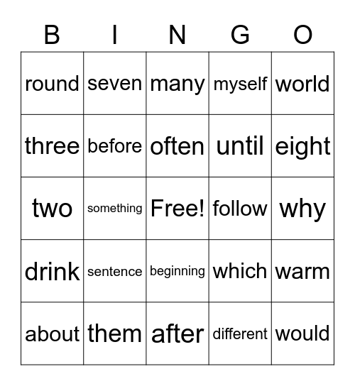 (B) 1st grade high frequency words - 2nd semester Bingo Card