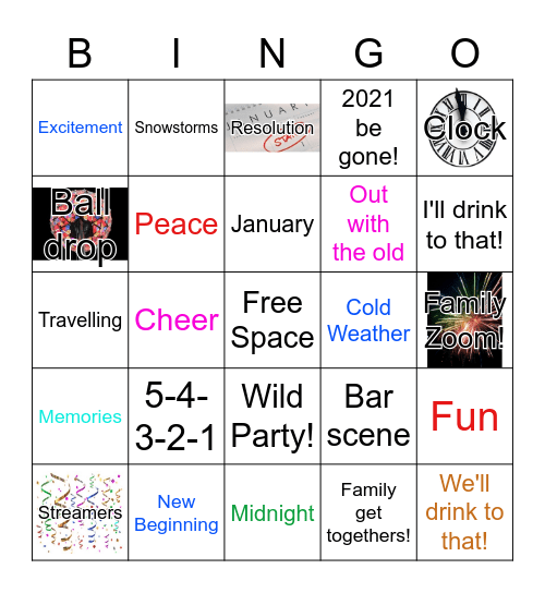 New Years Bingo Card