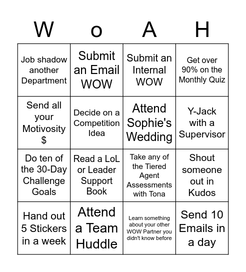 WOW Bingo Card