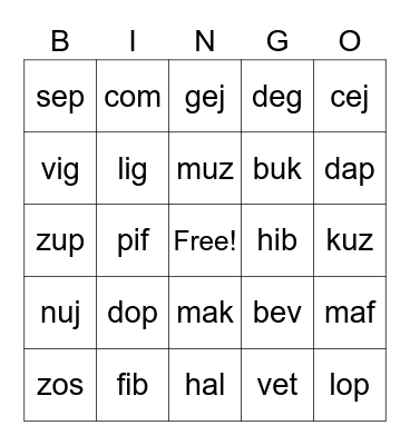 December NS Words Bingo Card