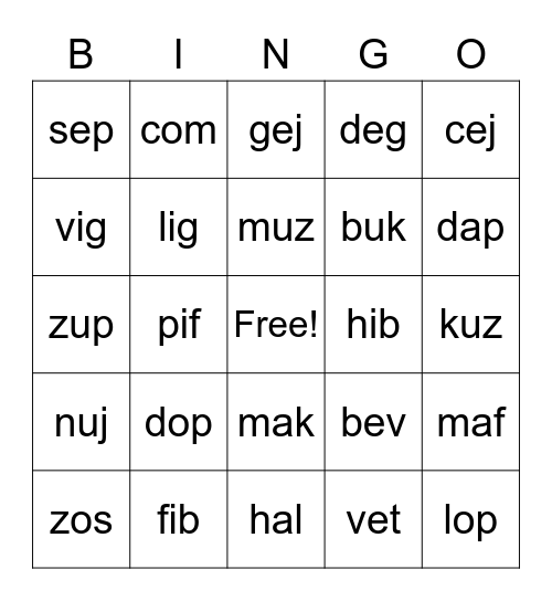December NS Words Bingo Card