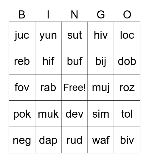 December NS Words Two Bingo Card