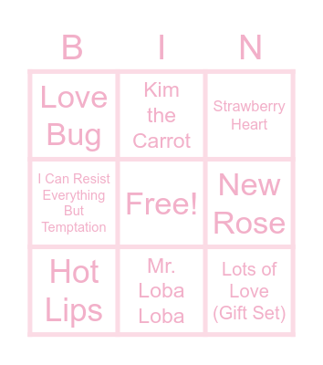 Valentines Bingo Card