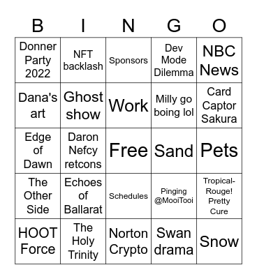 Friday Night UwU Bingo Card