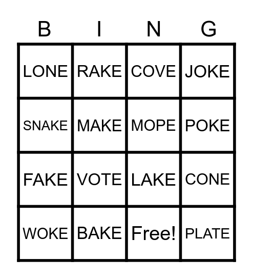LONG A & O Bingo Card
