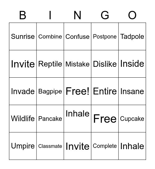 Untitled Bingo Card