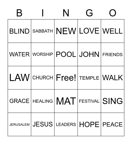 John 5 Bingo Card