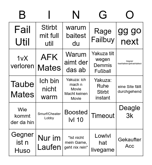 Faceit Bingo Card