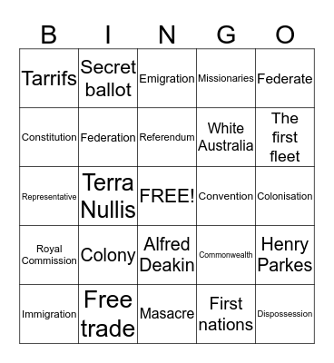 Federation Bingo! Bingo Card