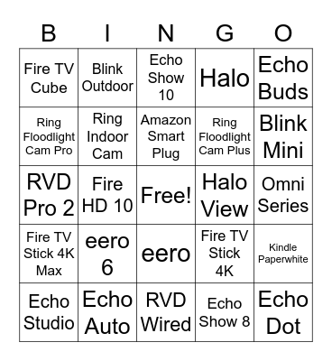 Amazon Device Bingo Card