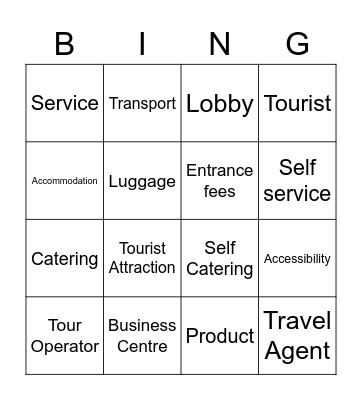 Tourism Basics Bingo Card