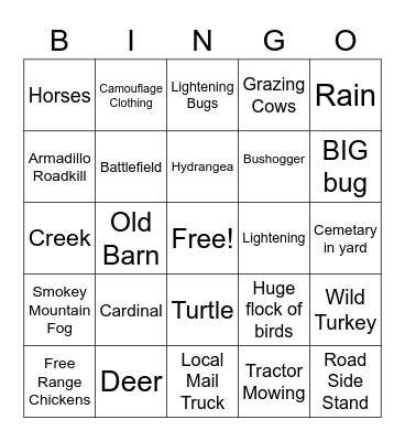 George Family Car Bingo Card