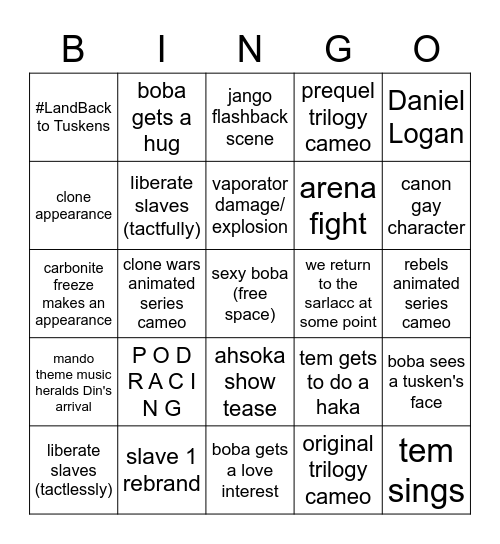 Book of Bingo Fett Bingo Card