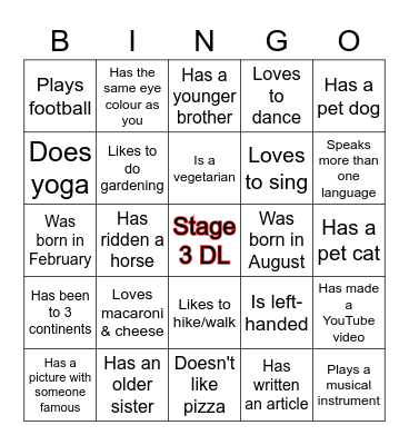HUMAN BINGO Card