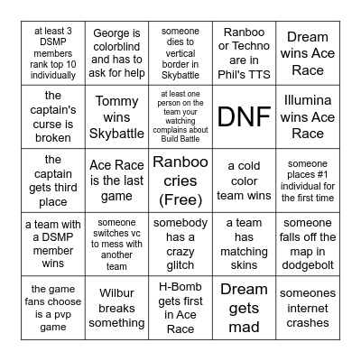 MCC Bingo Card