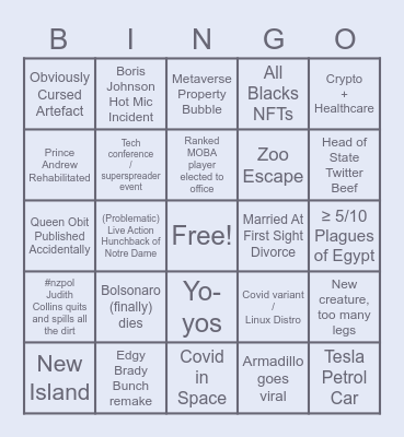 2022 Bingo Card