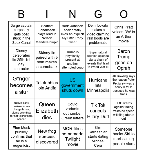 2022 Bingo Card