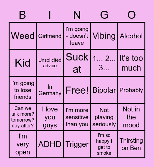 Jen Bingo Card