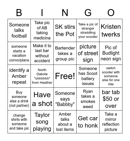 Alphabet Scooting Gang Bingo Card