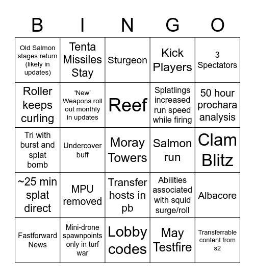 Splat 3 Remi Bingo Card