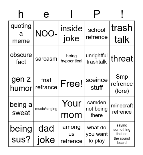 Discrod call bingo Card