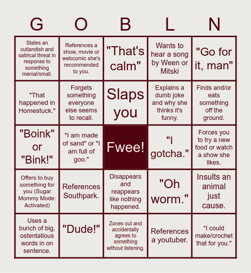 Gigi Bingo Card