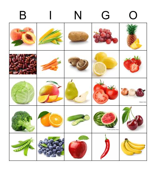 Fruit and Veggie Bingo Card
