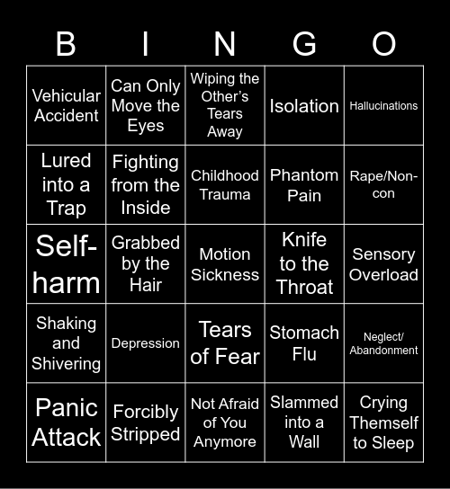 Blue's Bad Things Happen Bingo Card