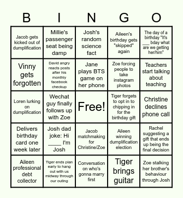 2022 Dumplification Bingo Board Bingo Card