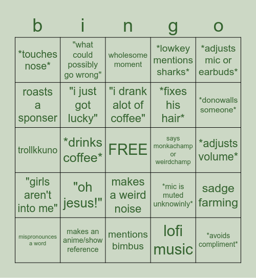 sykkuno stream Bingo Card