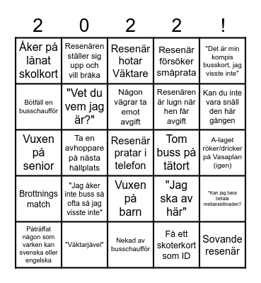 Bussbingo! Bingo Card