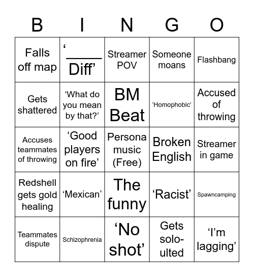 Redshe Bingo Card