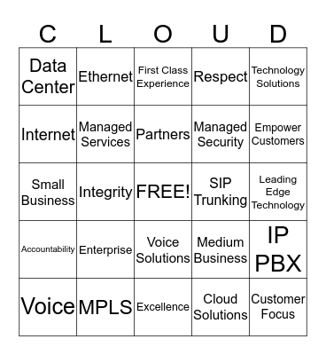 First Communications Bingo Card