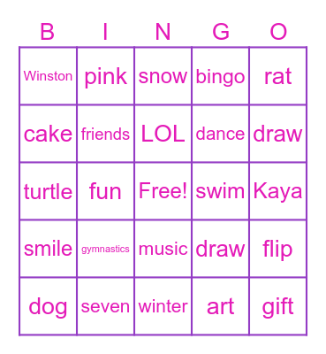 Ellie is 7! Bingo Card