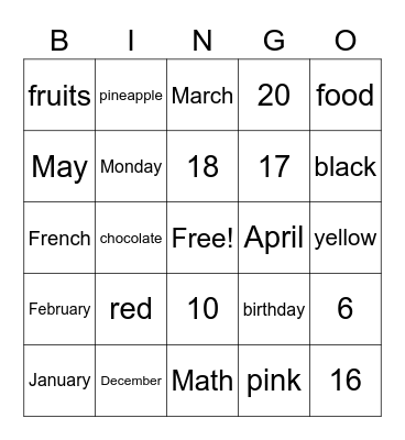 La grande aventure de Samuel Bingo Card