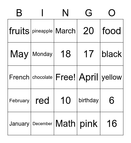 La grande aventure de Samuel Bingo Card