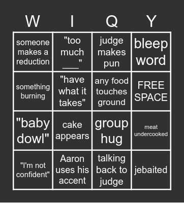 WIQY'S MASTERCHEF BINGO Card