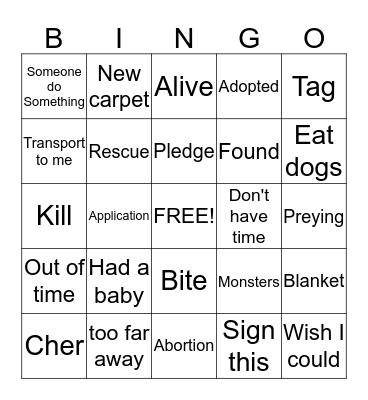 Furbaby Bingo Card