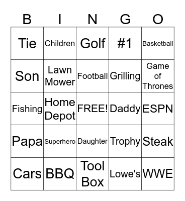 Father's Day Bingo! Bingo Card